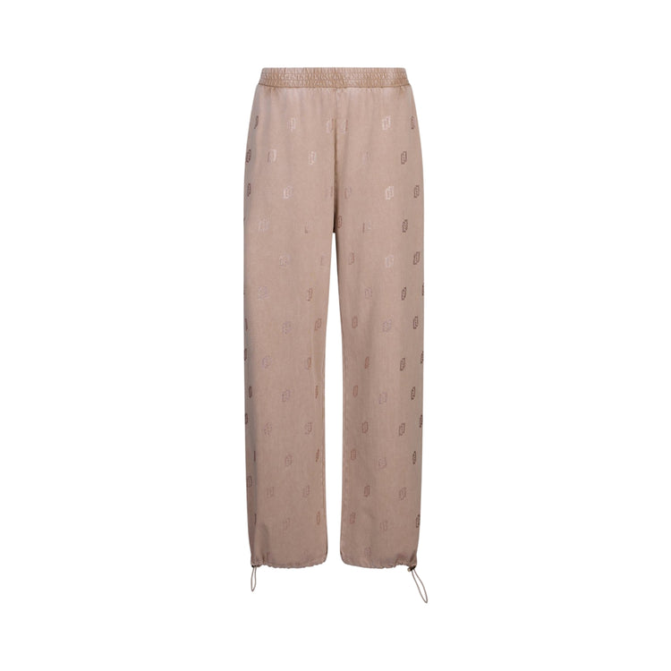 Pantalone lungo da Donna in jersey délavé con strass Beige