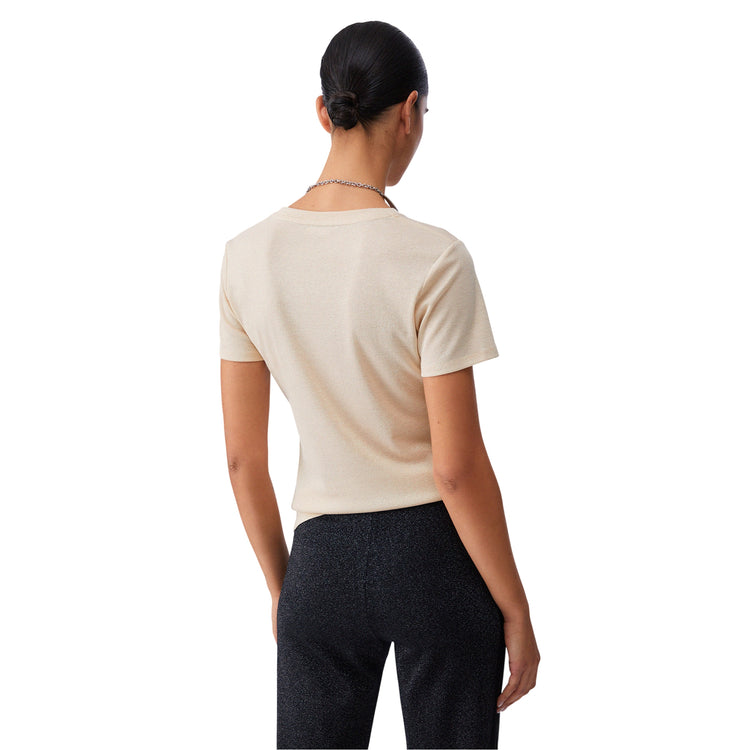 T-shirt da Donna con scollo a V Champagne retro