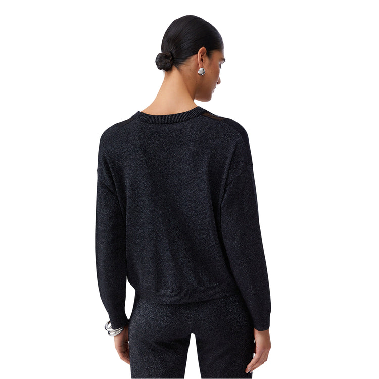 Maglia da Donna nera a maniche lunghe con scollo a V reatro