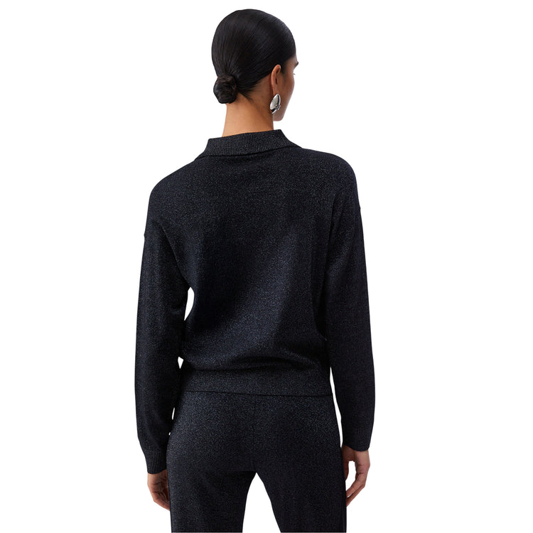 Cardigan Donna in lurex con zip modella retro