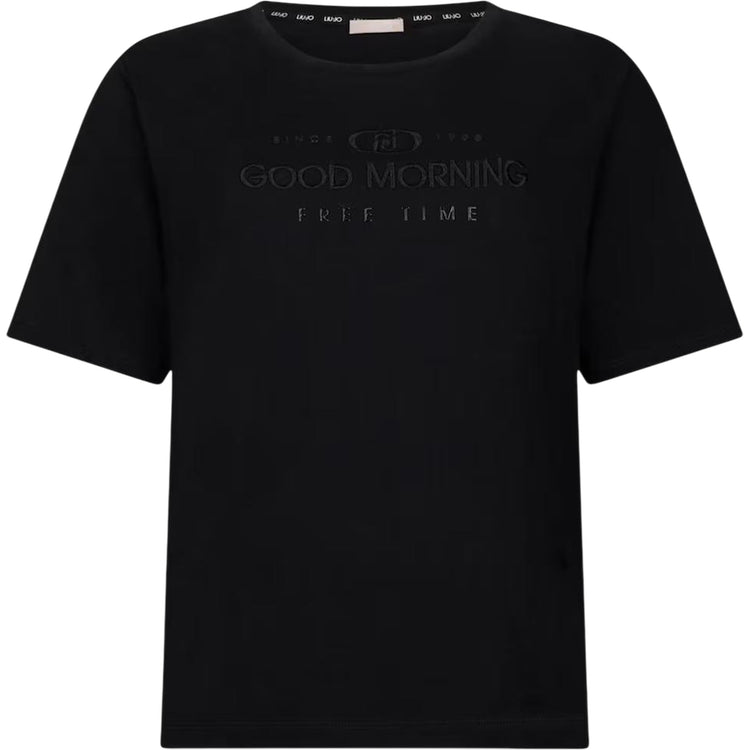 T-shirt Donna, a maniche corte, con scritta decorativa
