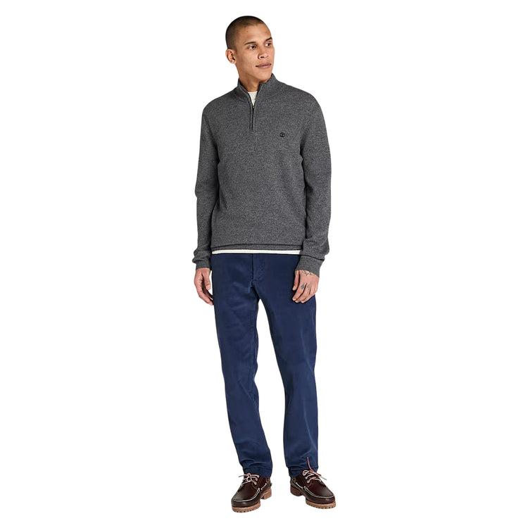 Maglione Uomo con zip a 1/4 Cohas Broo Grigio modello intero frontale