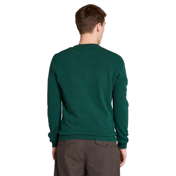 Maglione girocollo Uomo in lana Cohas Brook Verde modello retro