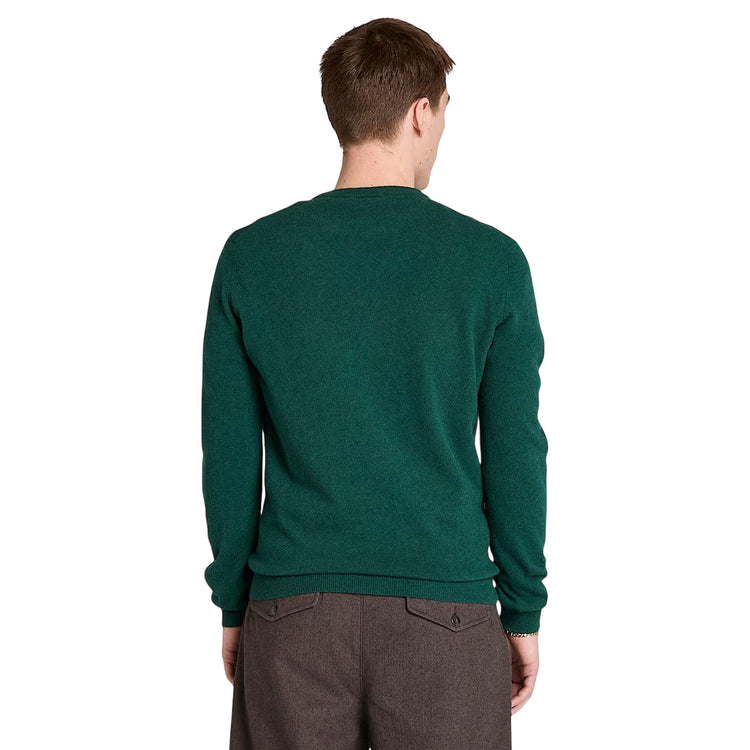 Maglione girocollo Uomo in lana Cohas Brook Verde modello retro