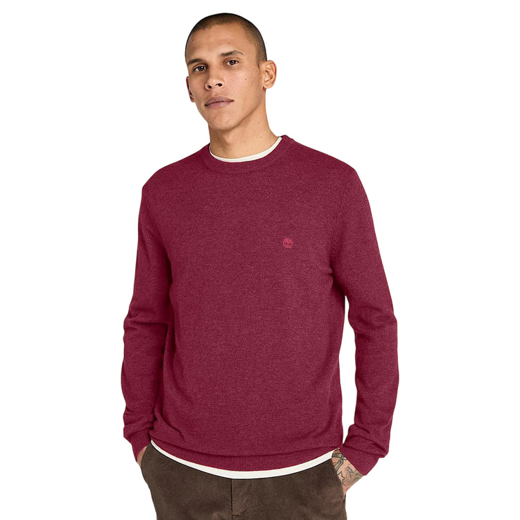 Maglione girocollo Uomo in lana Cohas Brook Bordeaux modello frontale