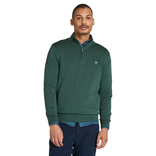 Maglione Uomo con zip 1/4 Williams River Verde modello frontale