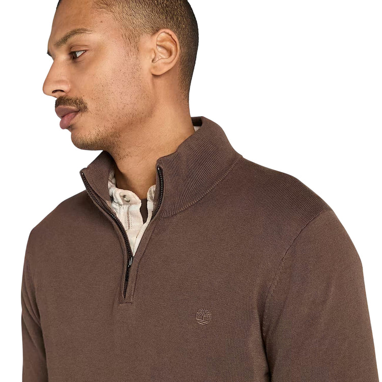 Maglione Uomo con zip 1/4 Williams River Marrone