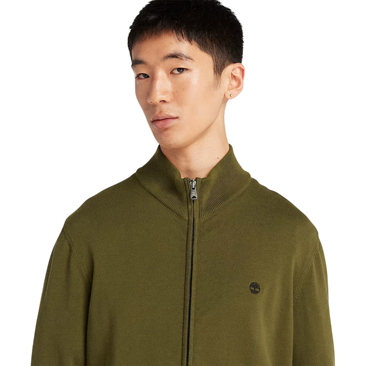 Maglione Uomo con Zip Williams River Verde modello frontale ravvicinato