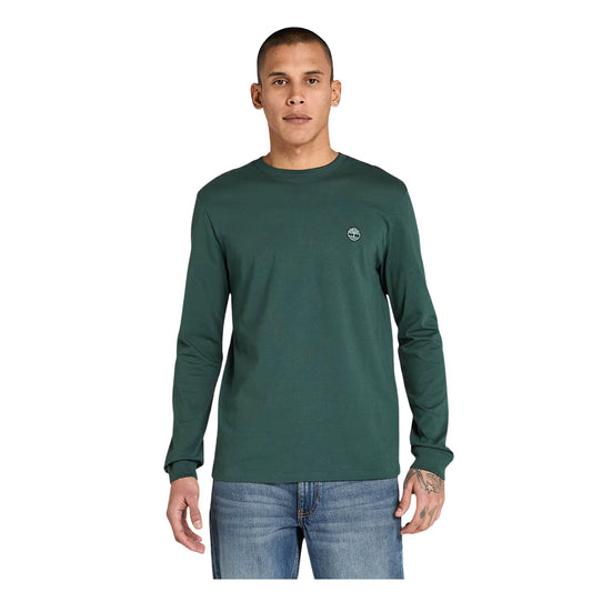 T-shirt a Maniche Lunghe Dunstan River da Uomo in verde scuro modello frontale