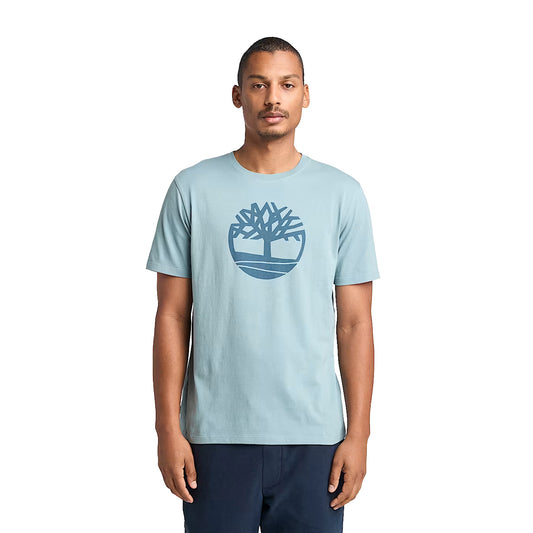 T-shirt Uomo con Logo Albero Kennebec River Celeste modello frontale