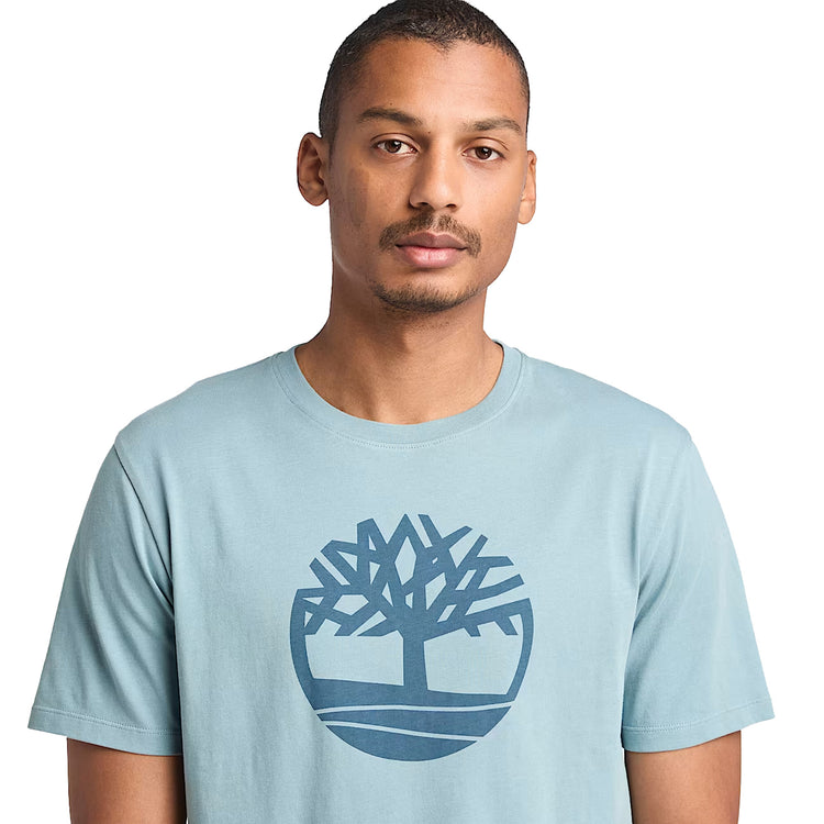 T-shirt Uomo con Logo Albero Kennebec River Celeste modello frontale ravvicinato