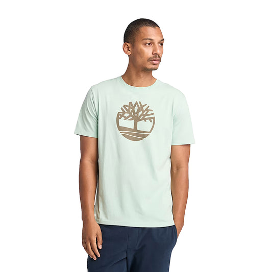 T-shirt Uomo con Logo Albero Kennebec River Verde chiaro modello frontale
