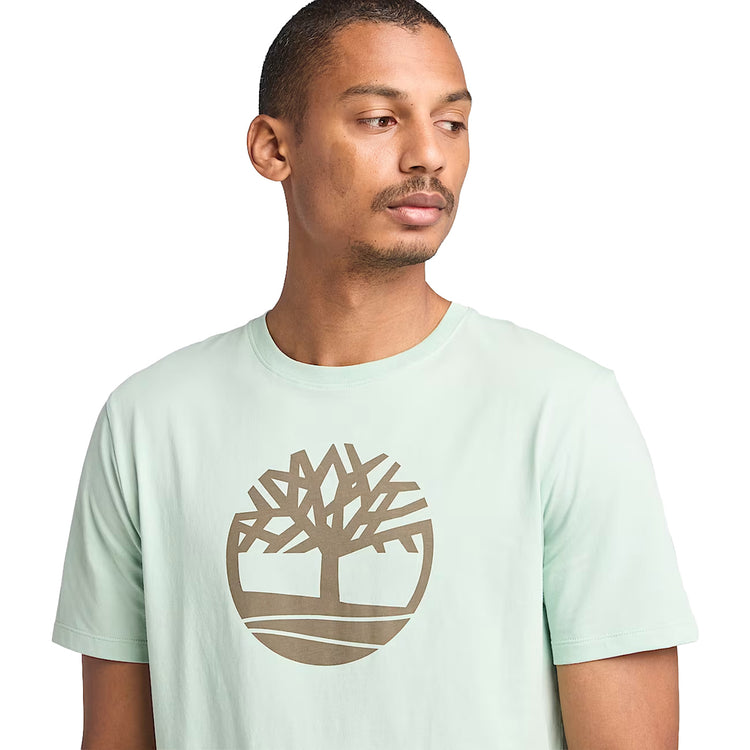 T-shirt Uomo con Logo Albero Kennebec River Verde chiaro modello frontale ravvicinato
