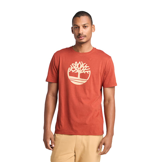 T-shirt Uomo con Logo Albero Kennebec River Rosso modello frontale