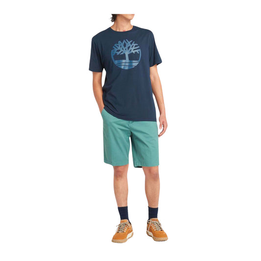 T-shirt Uomo Blu, con stampa logo e girocollo