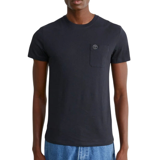 T-shirt Uomo con taschino Dunstan River Nero modello frontale