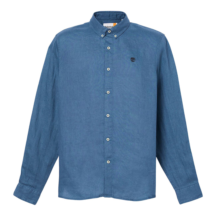 Camicia Uomo in Lino Mill Brook Blu
