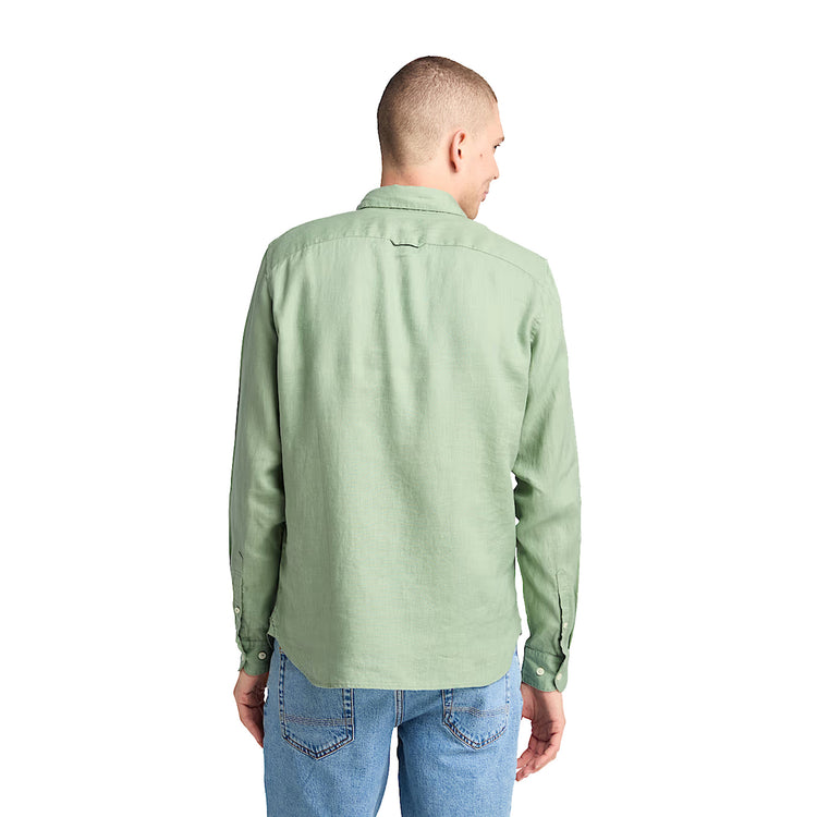 Camicia Uomo in Lino Mill Brook Verde modello retro