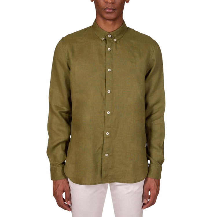 Camicia Uomo in Lino Mill Brook Verde Oliva