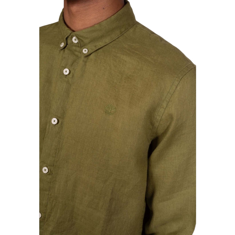 Camicia Uomo in Lino Mill Brook Verde Oliva