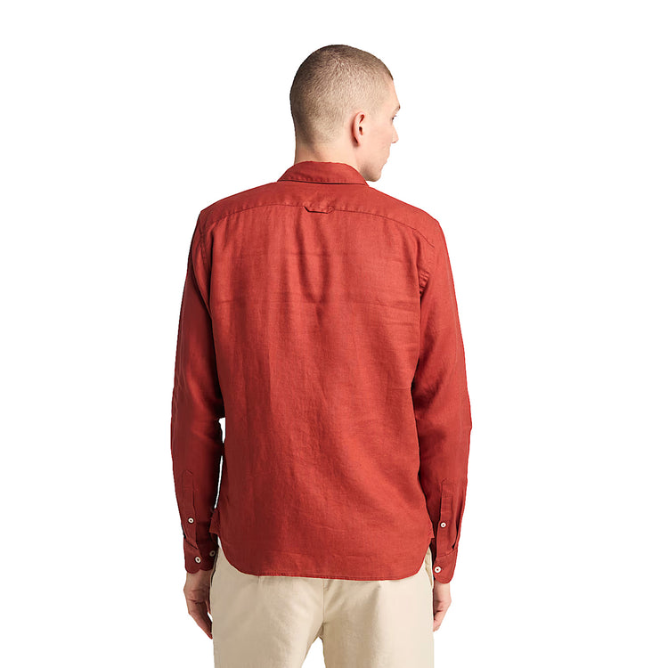 Camicia Uomo in Lino Mill Brook Rosso modello retro