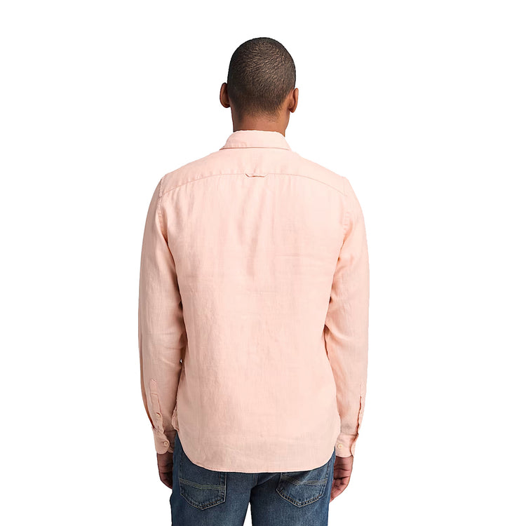 Camicia Uomo in Lino Mill Brook Rosa modello retro