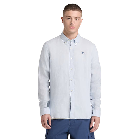 Camicia Uomo in lino Mill Brook Grigio modello frontale