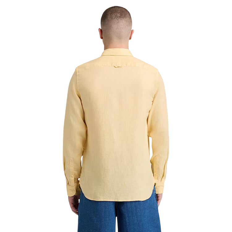 Camicia Uomo in lino Mill Brook Giallo modello retro