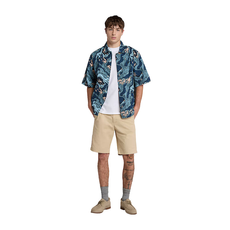 Shorts Chino Uomo in Twill Claremont Beige modello intero frontale
