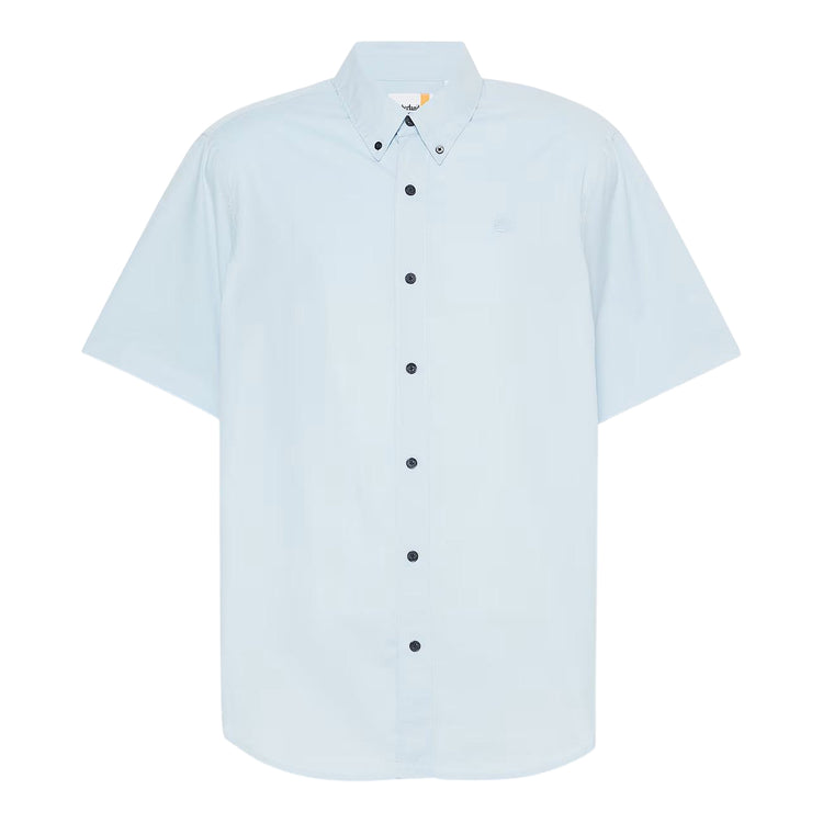 Camicia Uomo Maniche Corte in Popeline Elasticizzato Celeste