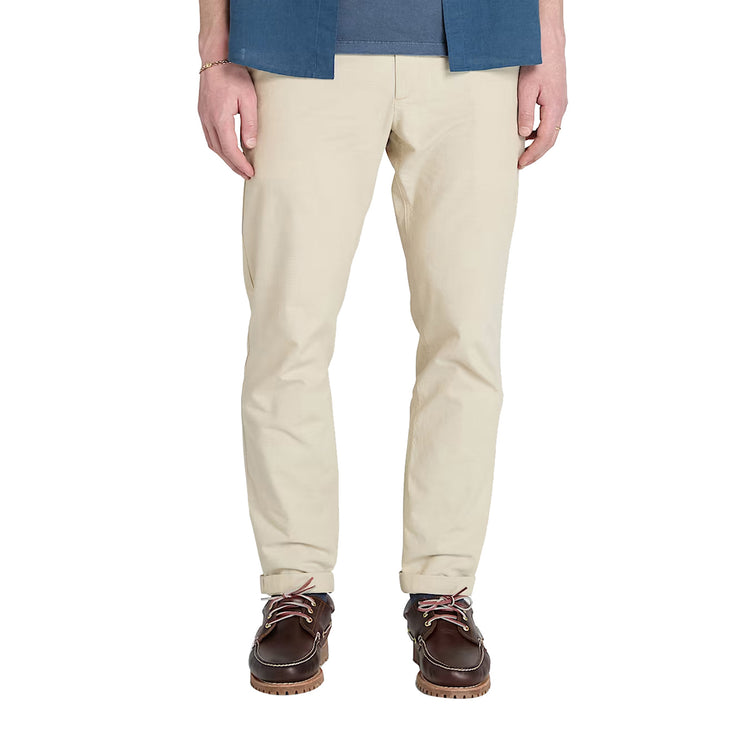 Pantaloni Joggers Uomo in Cotone e Lino Beige modello frontale