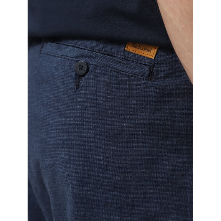 Pantaloni Joggers Uomo in Cotone e Lino Blu dettaglio retro