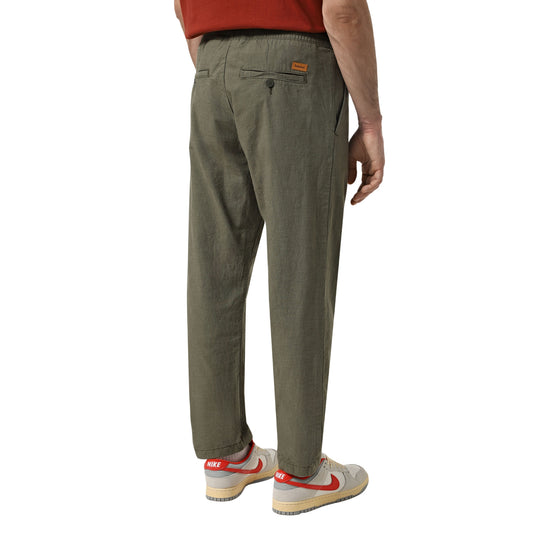 Pantaloni Joggers Uomo in Cotone e Lino Verde scuro modello retro