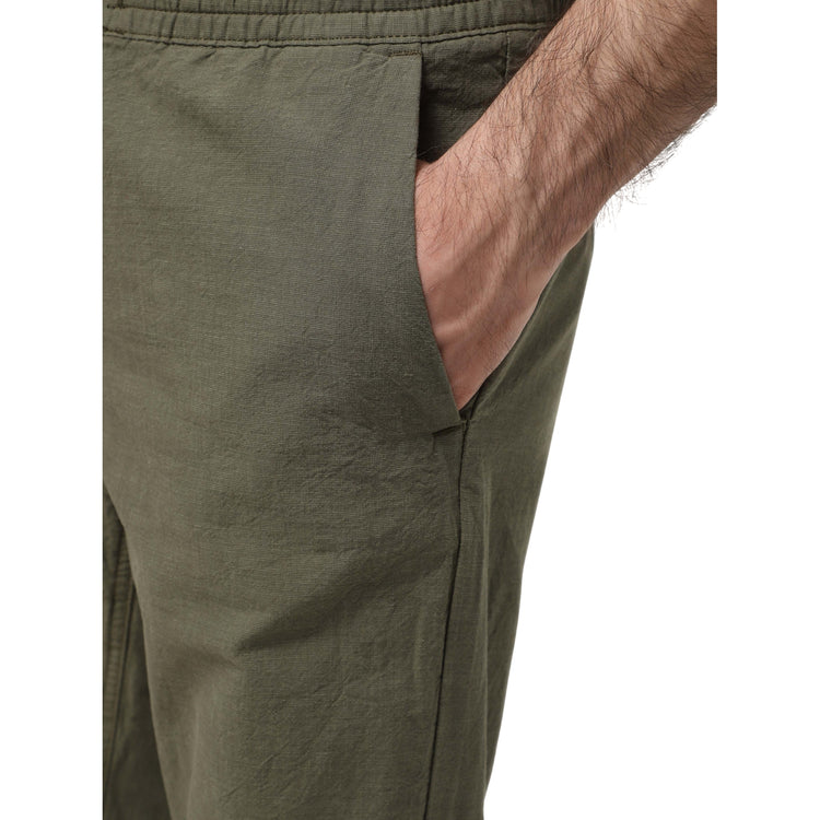 Pantaloni Joggers Uomo in Cotone e Lino Verde scuro dettaglio tasca