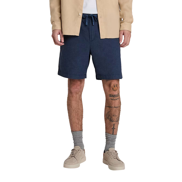 Shorts Uomo in Cotone e Lino Blu scuro modello frontale