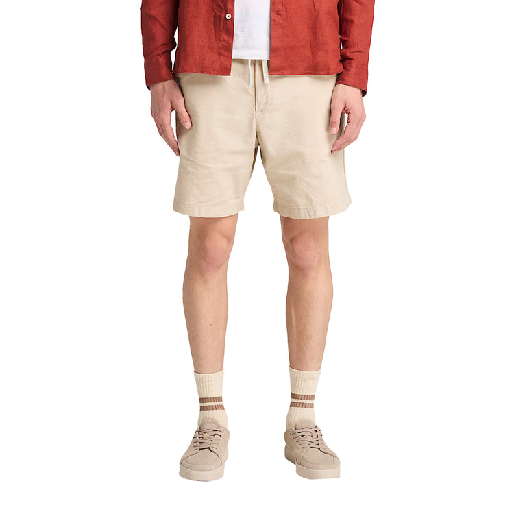 Shorts Uomo in Cotone e Lino Beige modello frontale