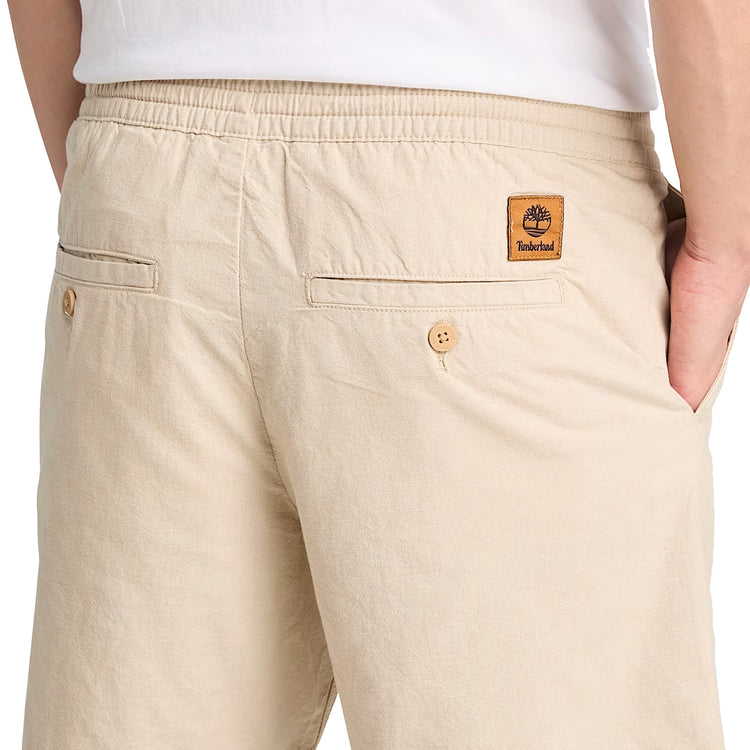 Shorts Uomo in Cotone e Lino Beige dettaglio retro