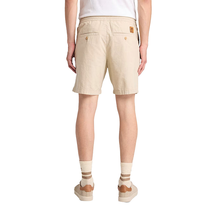 Shorts Uomo in Cotone e Lino Beige modello retro
