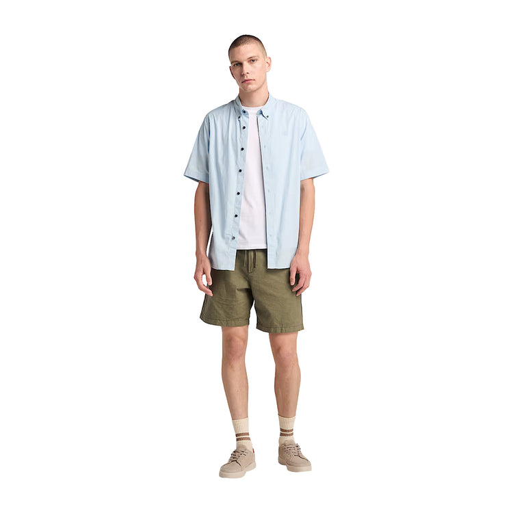 Shorts Uomo in Cotone e Lino Verde modello intero frontale
