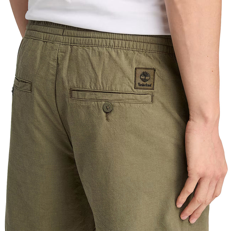 Shorts Uomo in Cotone e Lino Verde dettagli