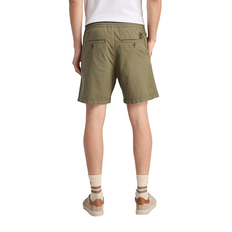 Shorts Uomo in Cotone e Lino Verde modello retro