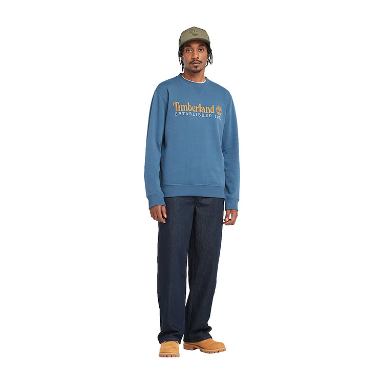 Felpa Girocollo con Logo Established 1973 Denim