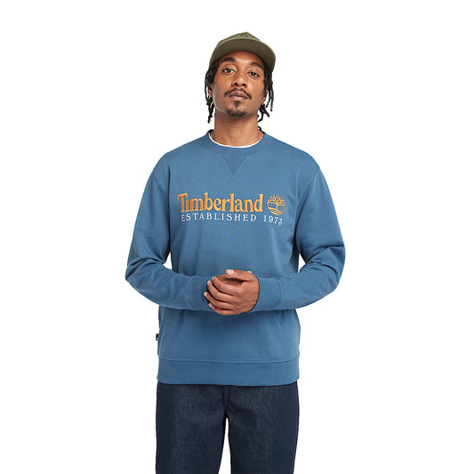 Felpa Girocollo con Logo Established 1973 Denim