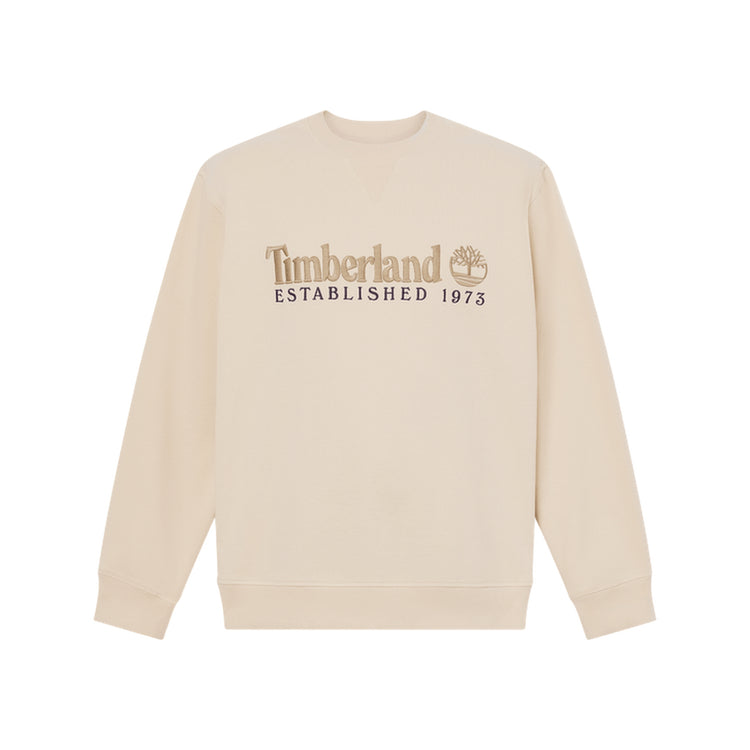 Felpa girocollo Uomo Beige con logo ricamato