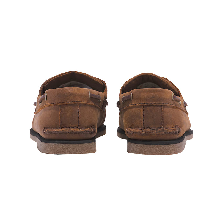 Scarpa da Barca Classic Uomo in pelle pieno fiore marrone retro