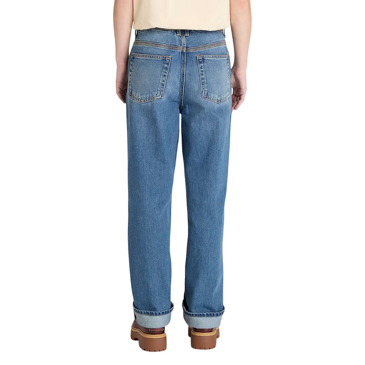 Pantaloni Donna a gamba dritta in Denim modella retro