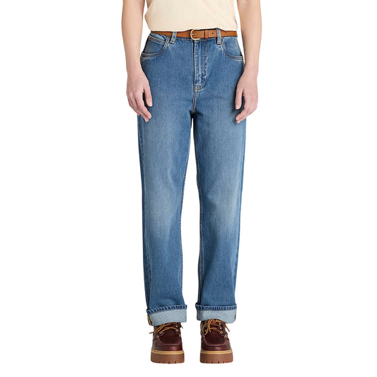 Pantaloni Donna a gamba dritta in Denim modella frontale