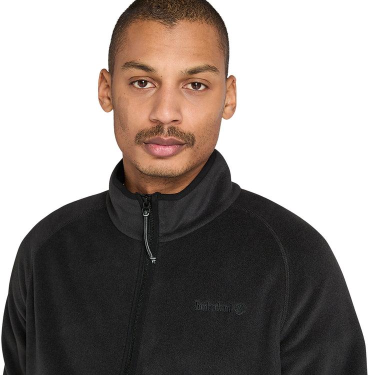 Giacca Uomo in pile nero con zip modello frontale ravvicinato