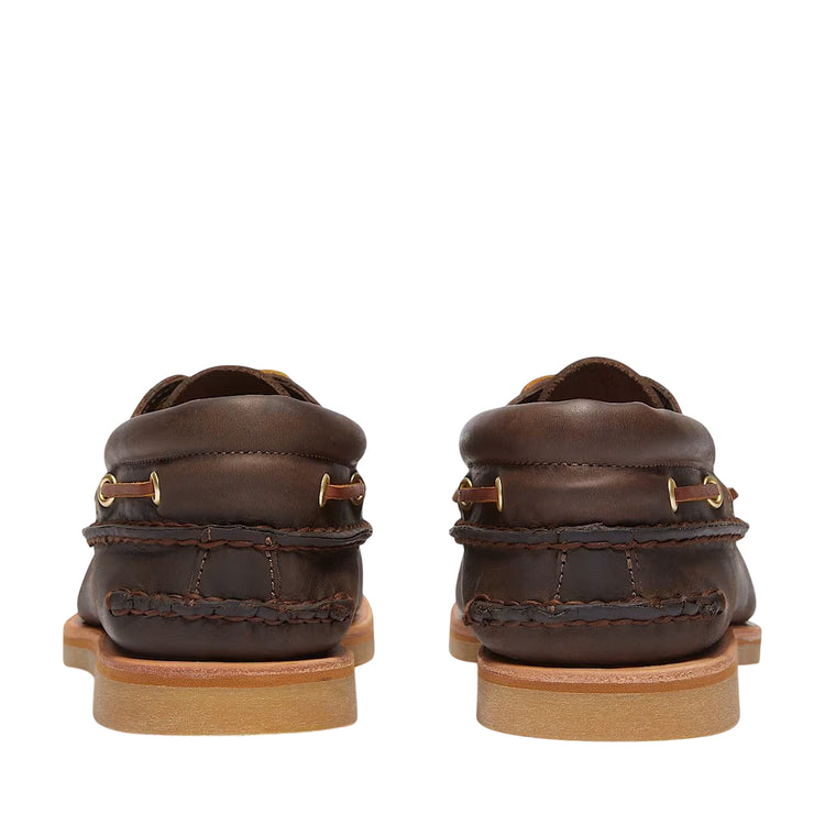 Scarpa da Barca Uomo Crafted in pelle marrone scuro retro