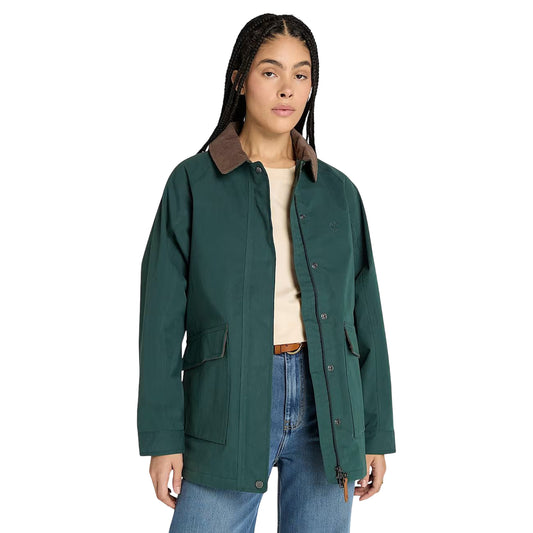 Cappotto Donna Barn Impermeabile Wenham Verde scuro modella frontale